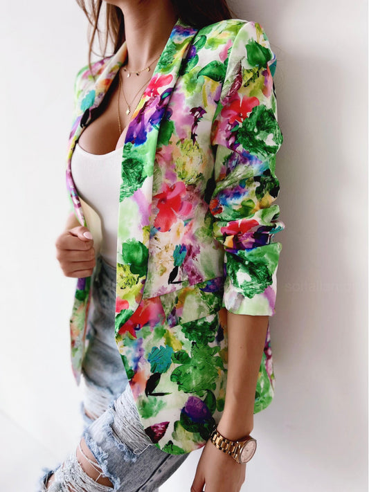 Damen Blumenmuster Blazer Stalluxe