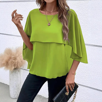 Damen elegante Bluse mit fließendem Schnitt Stalluxe