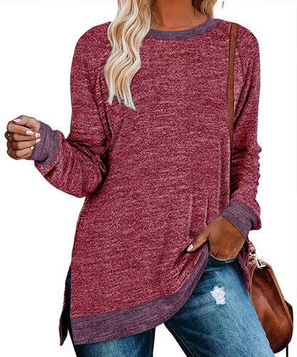 Damen lässiges Oversized Langarmshirt mit abgesetztem Saum Stalluxe