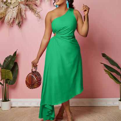 Damen Asymmetrisches Abendkleid mit gefaltetem Saum Stalluxe