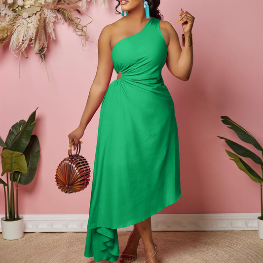 Damen Asymmetrisches Abendkleid mit gefaltetem Saum Stalluxe
