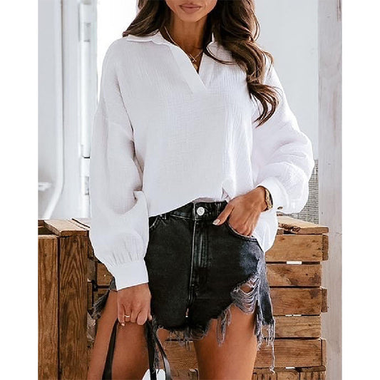 Damen Oversized Bluse mit eleganter Knopfleiste und lässigem Schnitt Stalluxe