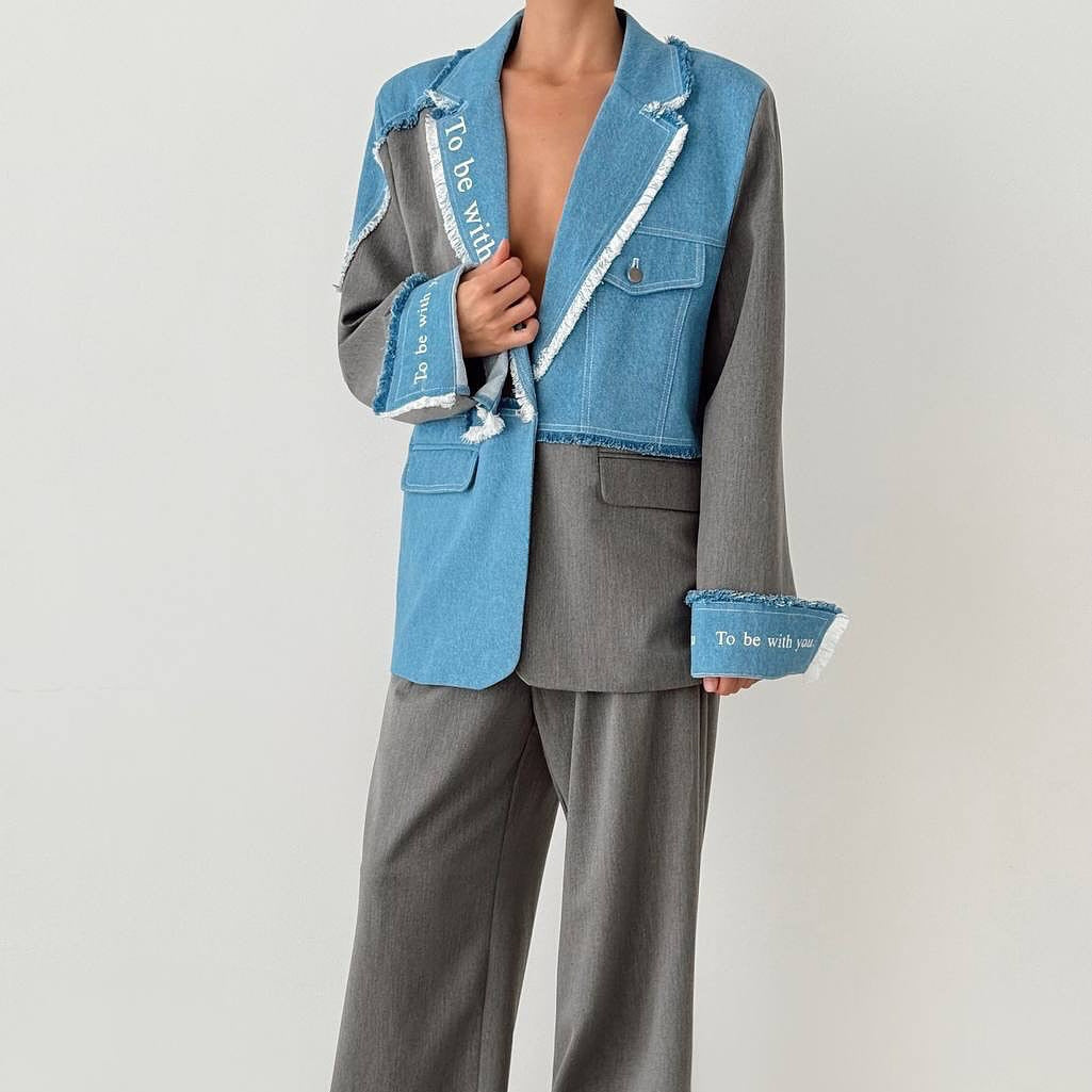 Damen Modischer Blazer mit lässigen Denim-Akzenten und eleganten Details Stalluxe