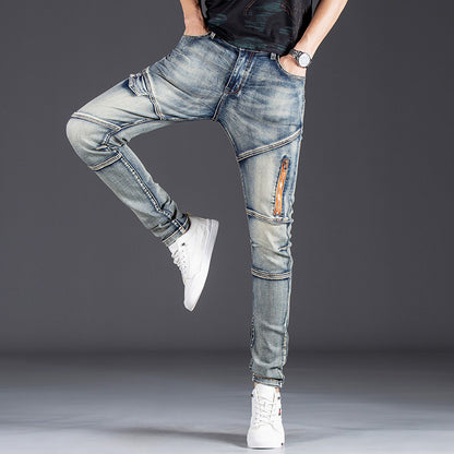 Herren Designer Slim Fit Jeans mit kreativen Reißverschlussdetails Stalluxe