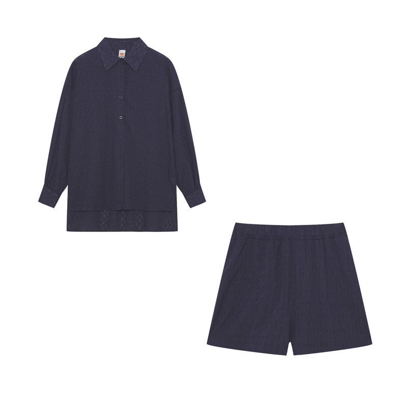 Damen lässiges Set mit atmungsaktiver Hemdbluse und komfortablen Shorts Stalluxe