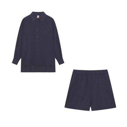 Damen lässiges Set mit atmungsaktiver Hemdbluse und komfortablen Shorts Stalluxe