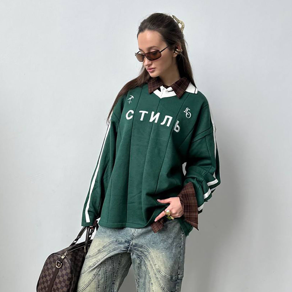 Damen Oversized Sweatshirt mit sportlichem Schriftzug Stalluxe