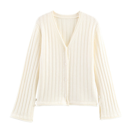 Damen Rippstrickjacke mit V-Ausschnitt und Knopfverschluss Stalluxe