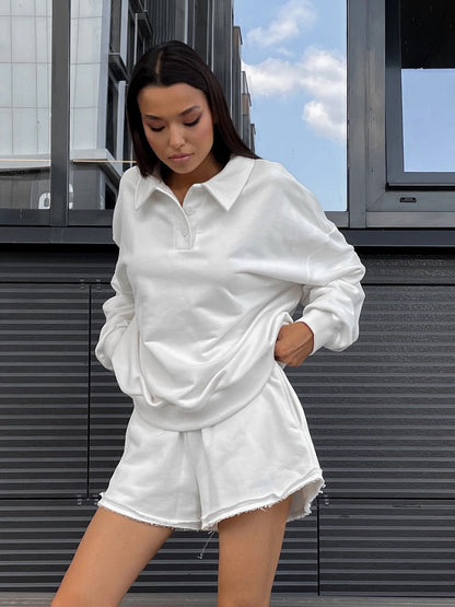 Damen lässiges Sweatshirt und kurze Shorts Set Stalluxe