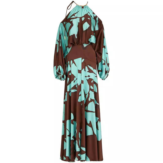 Damen Maxikleid mit asymmetrischem Schnitt und farbenfrohem Blumenmuster Stalluxe