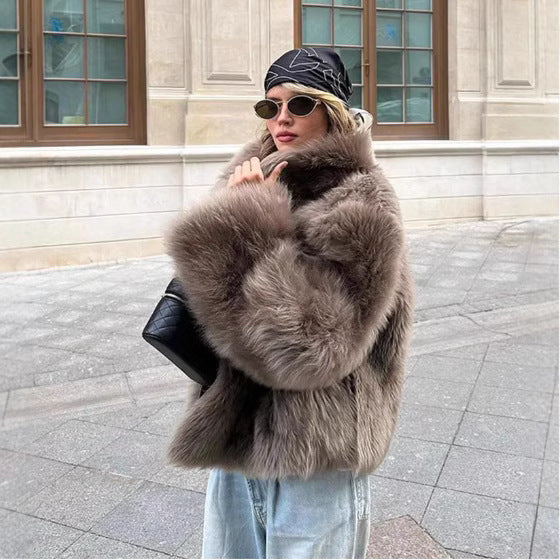 Damen Elegante Kunstfelljacke mit weichem Kragen und luxuriösem Look Stalluxe