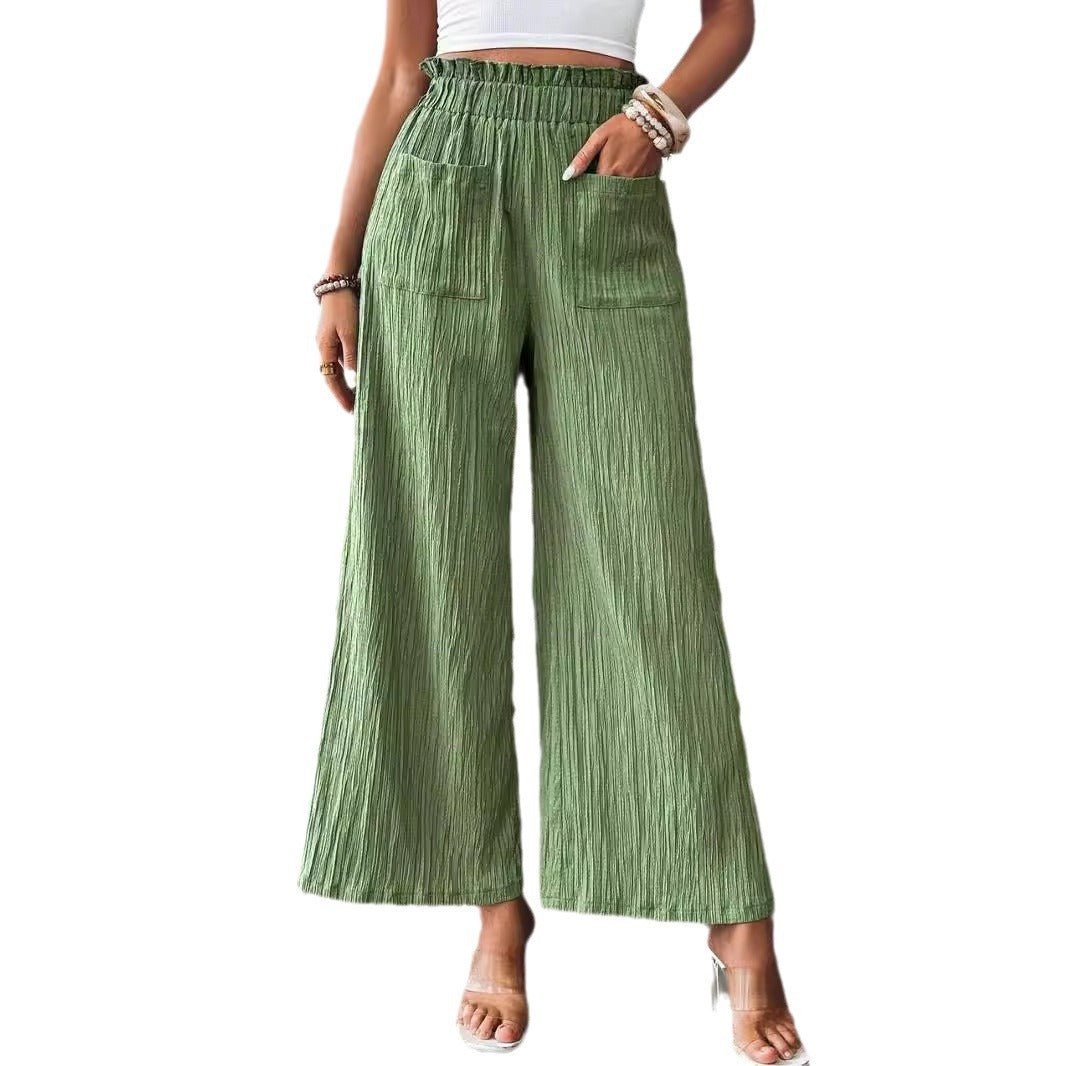 Damen Weite Plissee-Hose mit elastischem Bund und großzügigen Taschen Stalluxe