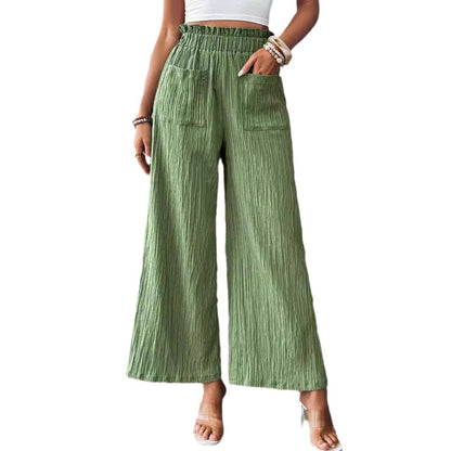 Damen Weite Plissee-Hose mit elastischem Bund und großzügigen Taschen Stalluxe