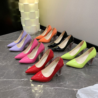 Damen Elegante High Heel Pumps mit transparentem Blockabsatz Stalluxe