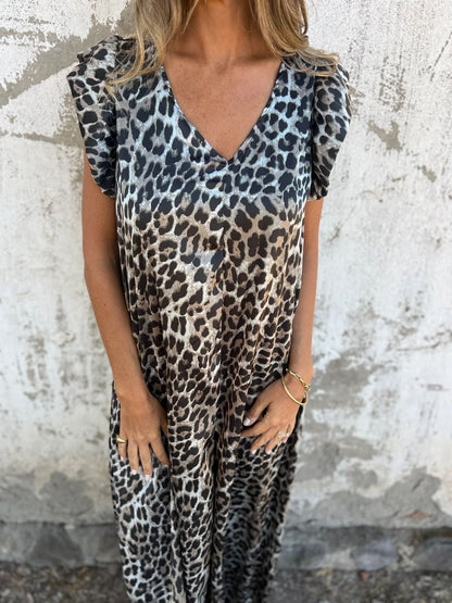 Damen Maxikleid im eleganten Leopardenprint Stalluxe