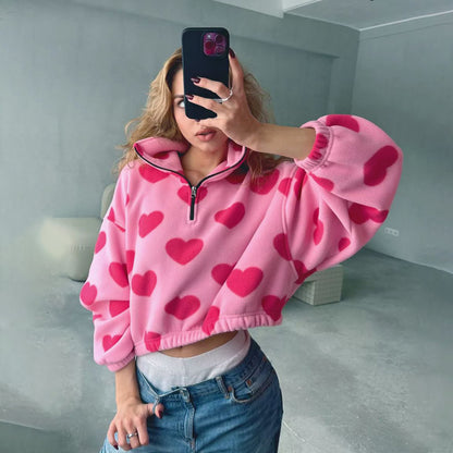 Damen Crop-Pullover mit Wolkenmuster Stalluxe
