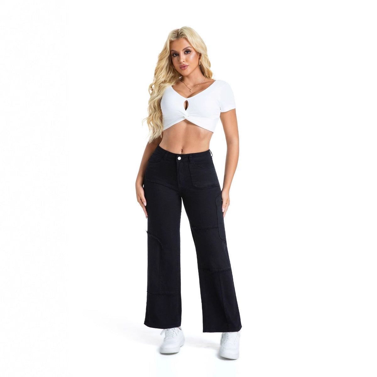 Damen weite Jeans mit stylischem Patchwork Stalluxe