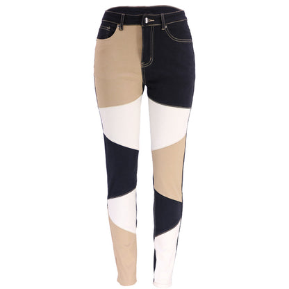 Damen Slim-Fit Jeans im modernen Blockdesign mit elastischem Bund Stalluxe Khaki Schwarz