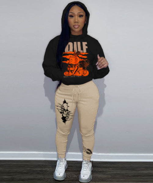 Damen Hoodie mit einzigartigem Druck und sportlicher Jogginghose Stalluxe