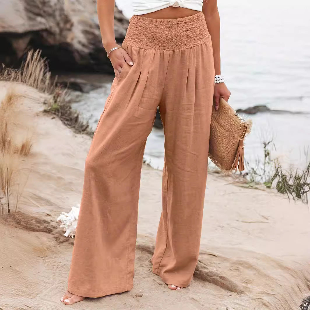 Damen weite Sommerhose mit elastischem Bund und elegantem Faltenwurf Stalluxe
