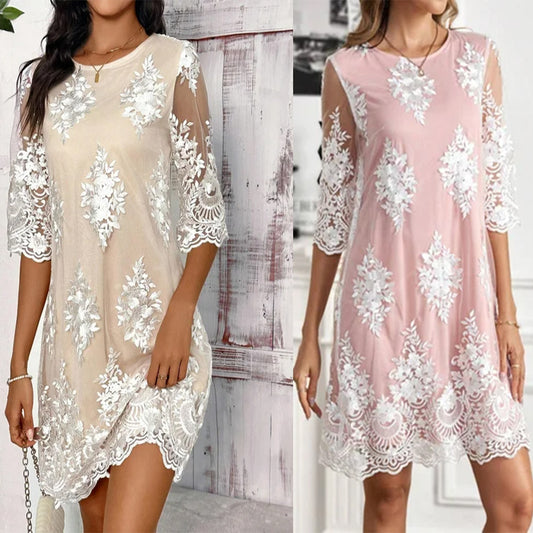 Damen Elegantes und luftiges Spitzenkleid mit floralen Mustern Stalluxe