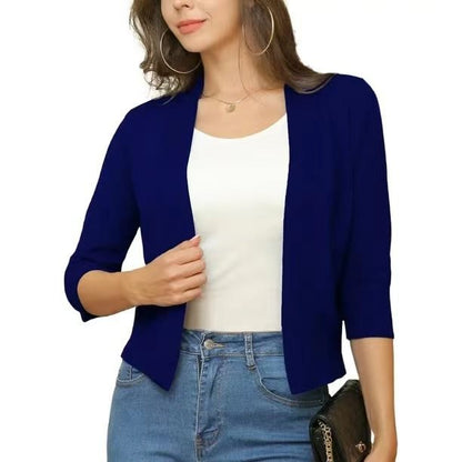 Damen lässige Strickjacke mit offenen Front und 3/4-Ärmeln Stalluxe