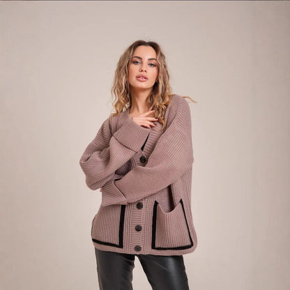 Damen Großer Strickcardigan mit dekorativen Knopfdetails und lässigem Schnitt Stalluxe