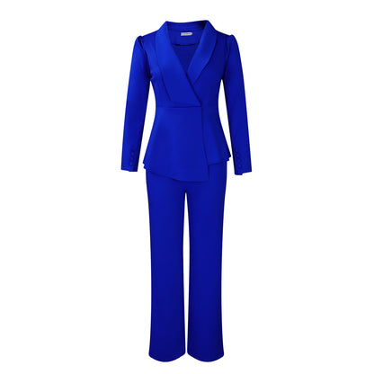 Damen elegantes Businessanzug-Set mit tailliertem Blazer und weitem Hosenbein Stalluxe