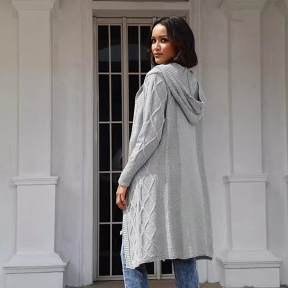 Damen Strickjacke mit Kapuze und stilvollem Zopfdesign Stalluxe