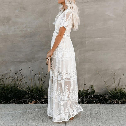 Women's Elegant Embroidered Maxi Dress Stalluxe