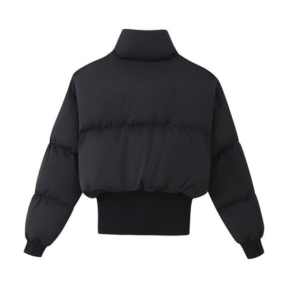 Damen modische cropped Steppjacke mit hohem Kragen und verstellbarem Saum Stalluxe