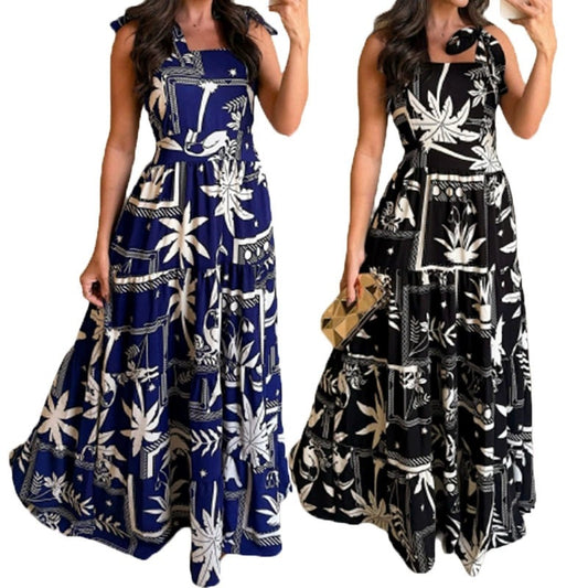 Damen Maxikleid mit floralen Mustern und voluminösem Rock Stalluxe
