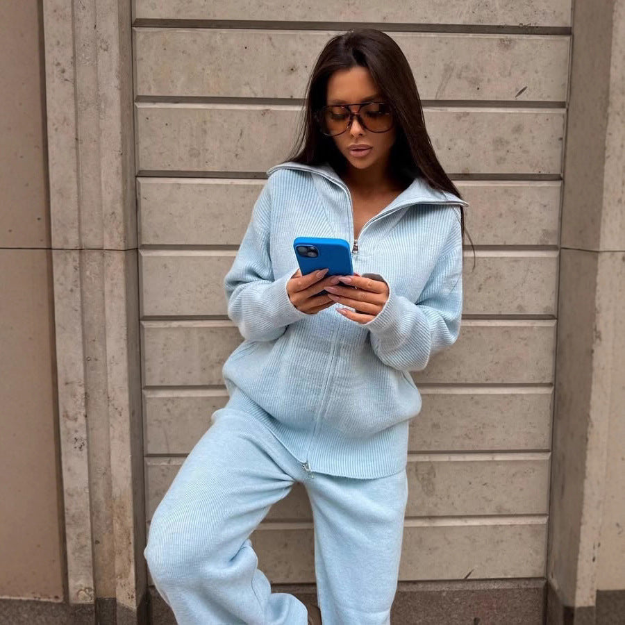 Damen modischer Reißverschluss-Sweater im Rippdesign mit lässigem Schnitt Stalluxe