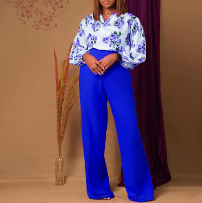 Damen Jumpsuit mit floralem Oberteil und weit geschnittenen Hosen Stalluxe