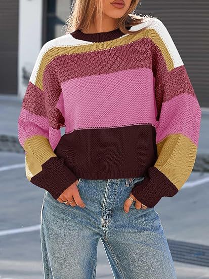 Damen Grobstrickpullover mit Farbblockdesign und oversized Schnitt Stalluxe