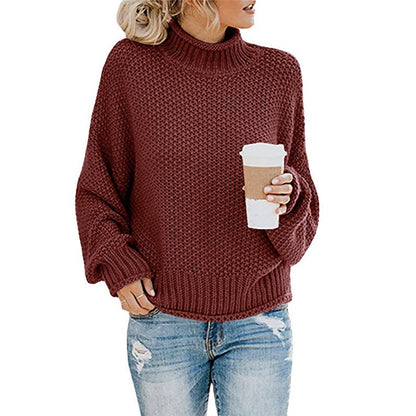 Damen Grobstrickpullover mit hohem Kragen Stalluxe