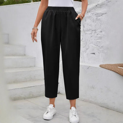 Damen elegante Freizeithose mit elastischem Bund und praktischen Taschen Stalluxe