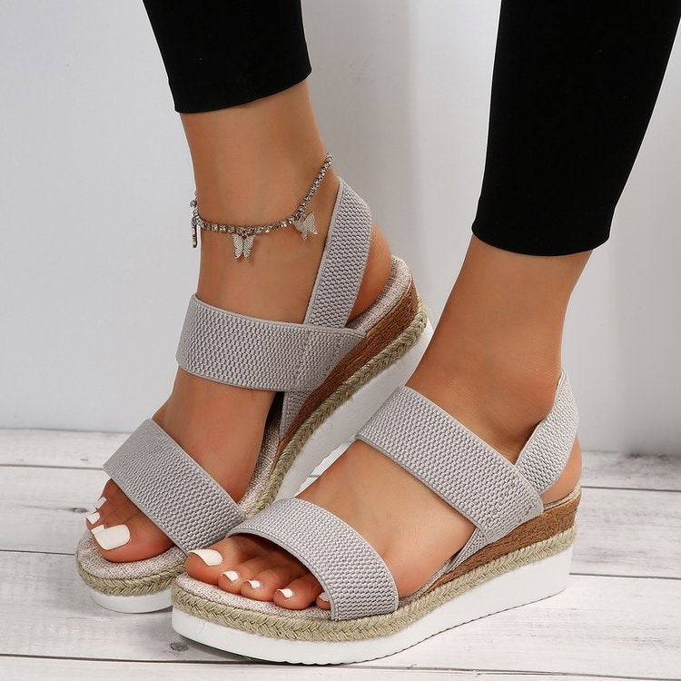 Damen Wedge-Sandalen mit gepolstertem Fußbett und elastischen Riemen Stalluxe