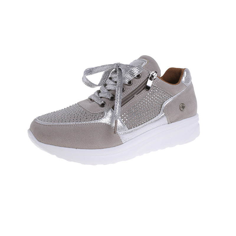 Damen modische Sneakers mit eleganten Glitzer-Akzenten und praktischem Reißverschluss Stalluxe