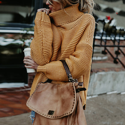 Damen Grobstrickpullover mit hohem Kragen und lässiger Passform Stalluxe
