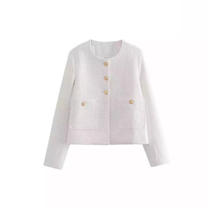Damen Elegante Kurzjacke mit Knopfverschlüssen und aufgesetzten Taschen Stalluxe