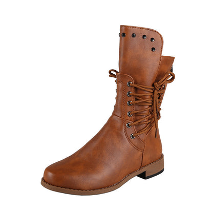 Damen Schnürstiefel aus Leder mit modischen Details Stalluxe