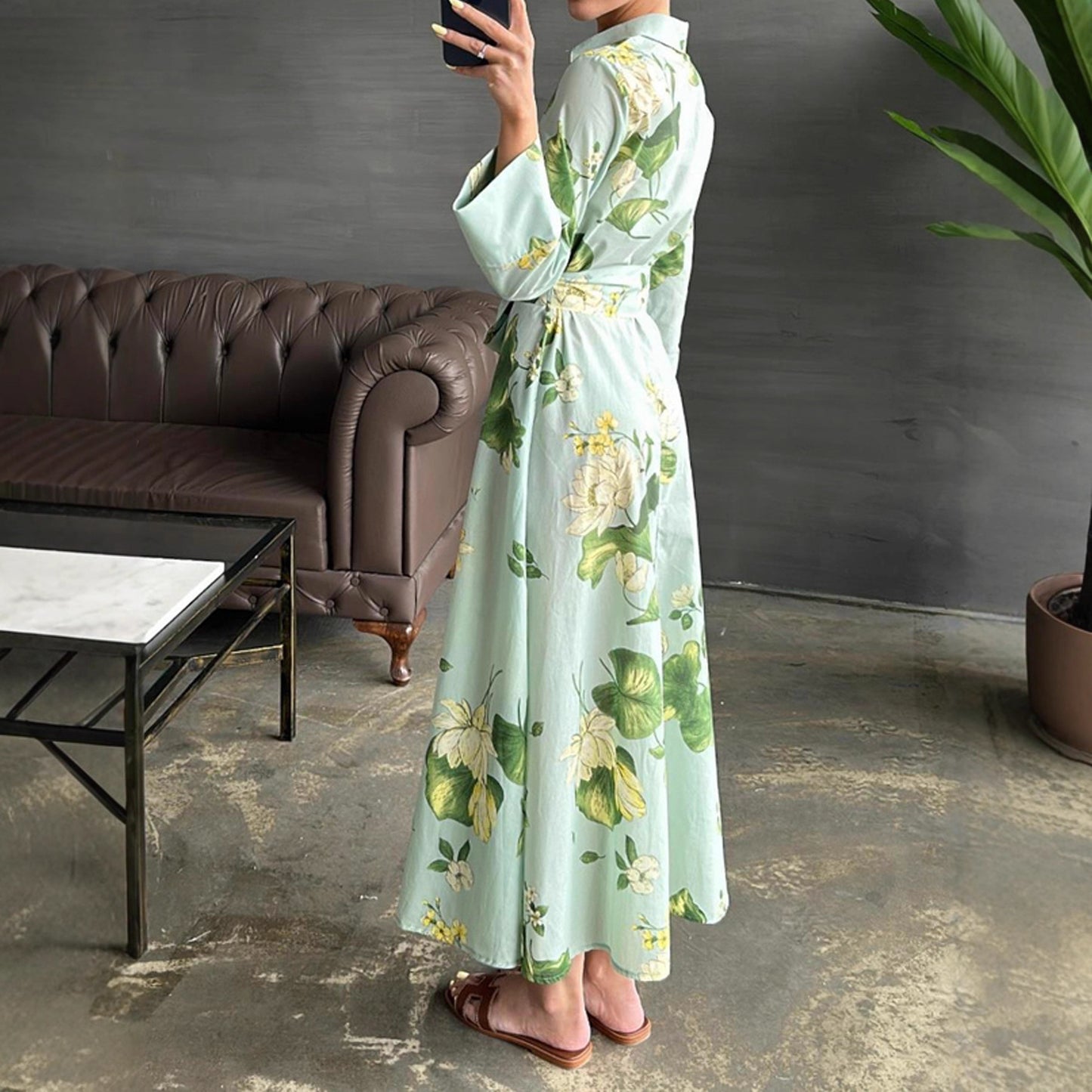 Damen Maxikleid mit floralen Mustern und Wickelgürtel Stalluxe