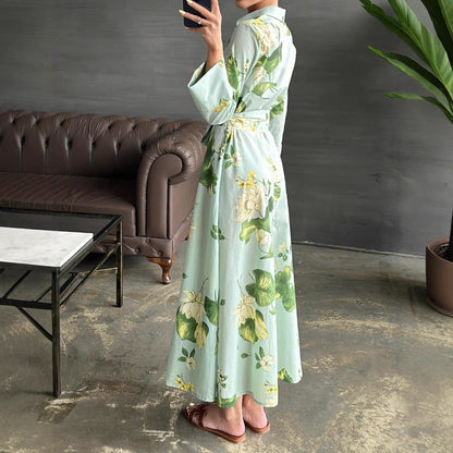 Damen Maxikleid mit floralen Mustern und Wickelgürtel Stalluxe