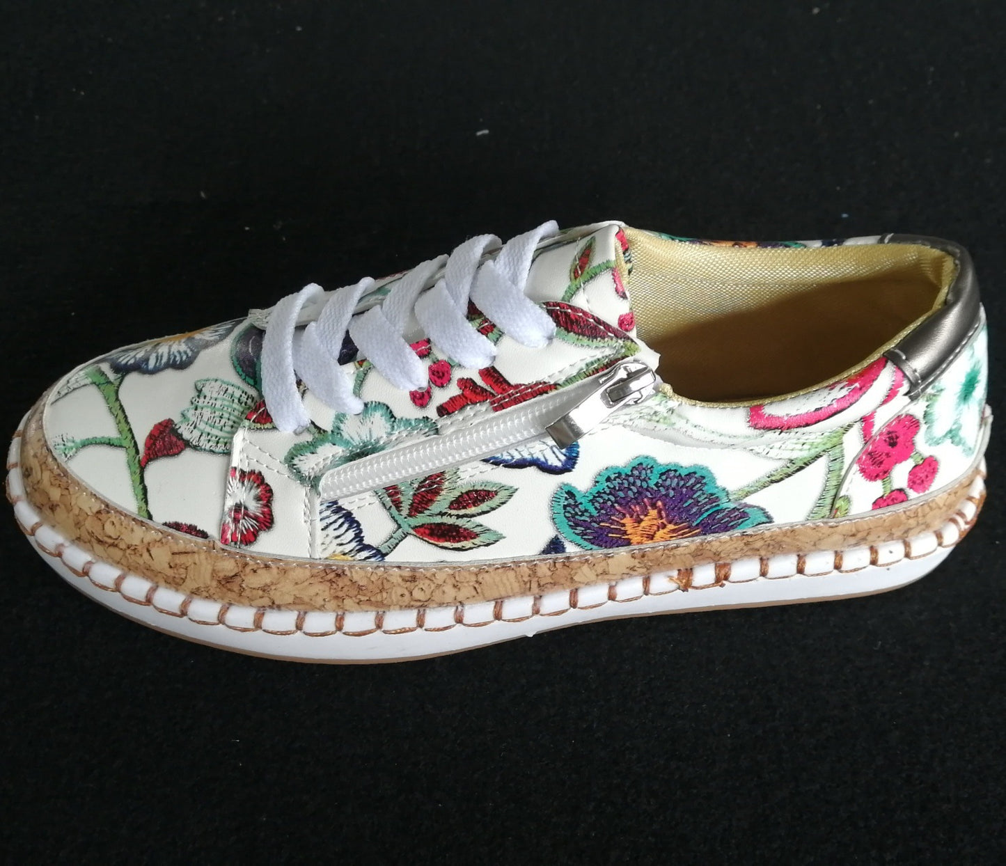 Damen komfortable Sneakers mit Korksohle und Reißverschluss Stalluxe