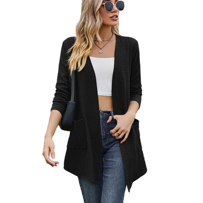 Damen Strickjacke mit offener Front und eingearbeiteten Taschen Stalluxe