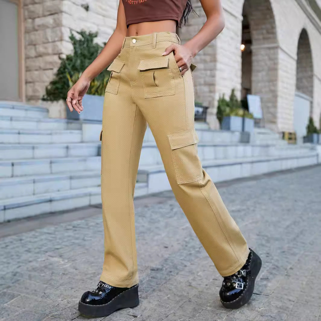 Damen Cargo-Hose mit hoch tailliertem Schnitt und praktischen Seitentaschen Stalluxe