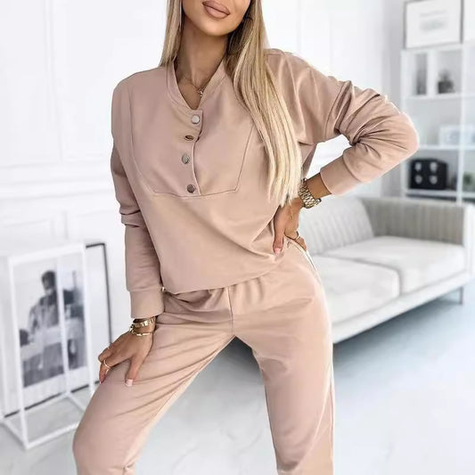 Women's Cozy Button-Up Loungewear Set Stalluxe