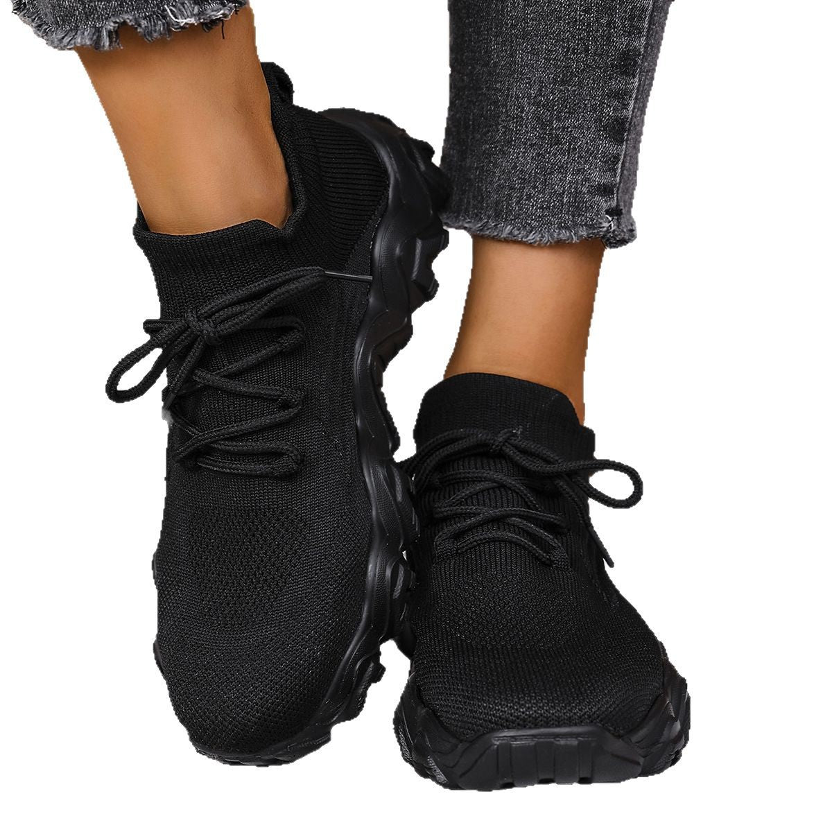 Damen Atmungsaktive Sneakers mit elastischem Strickoberteil und rutschfester Sohle Stalluxe