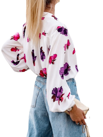 Damen Bluse mit floralem Design und eleganten Puffärmeln Stalluxe